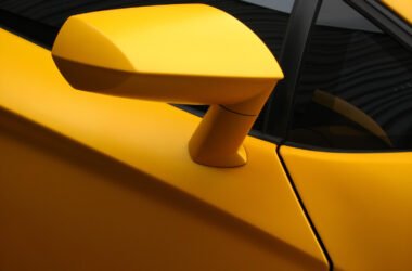 Closeup shot of a yellow sport car