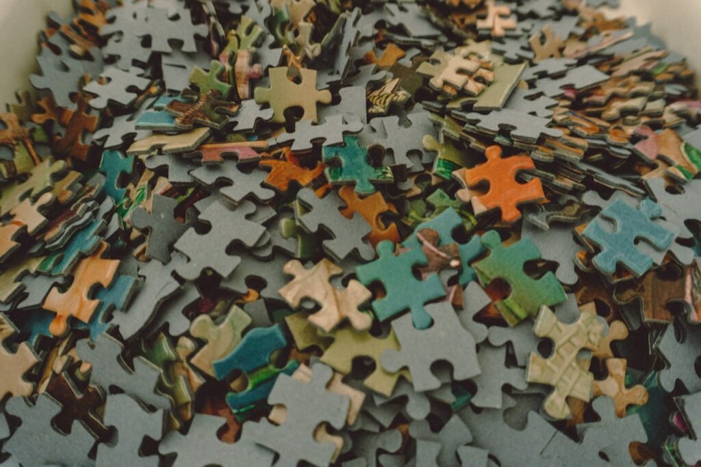 Close up of Jigsaw Puzzle Pieces